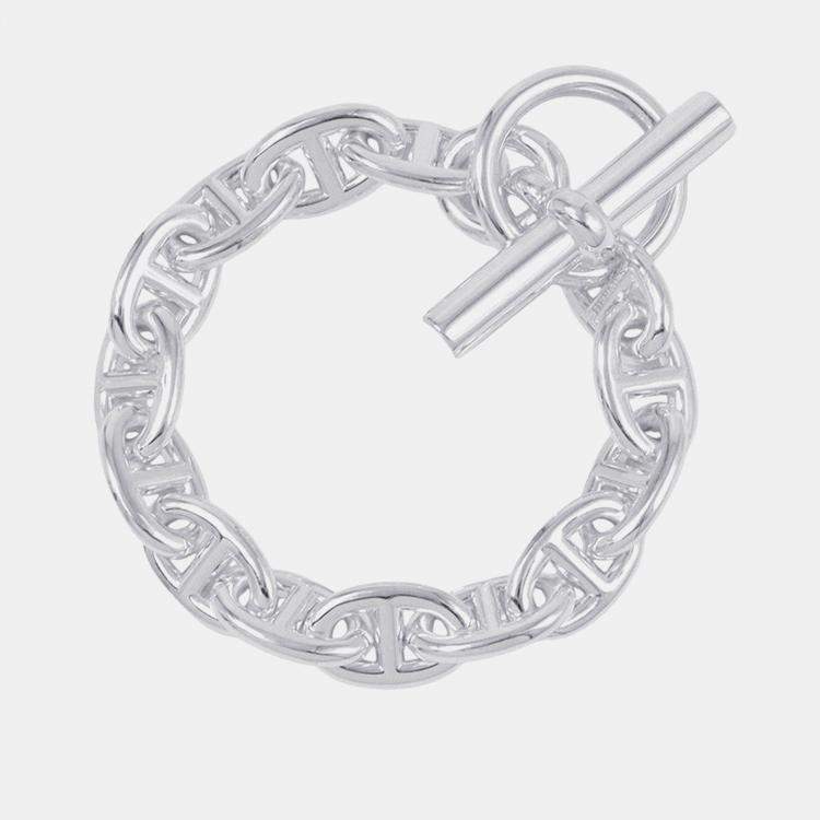 Pre Owned Hermes Chaine D'Ancre Bracelet 14 Frames Size Pm Sv925