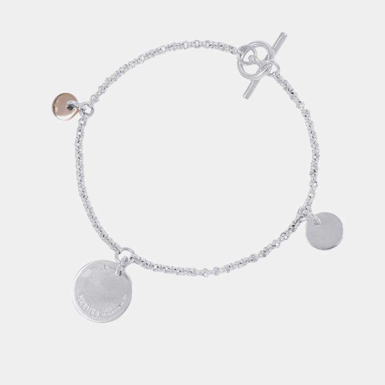 Pre Owned Hermes Ex Libris Bracelet Size Pm/Shh 00Sh Sv925 K18Pg