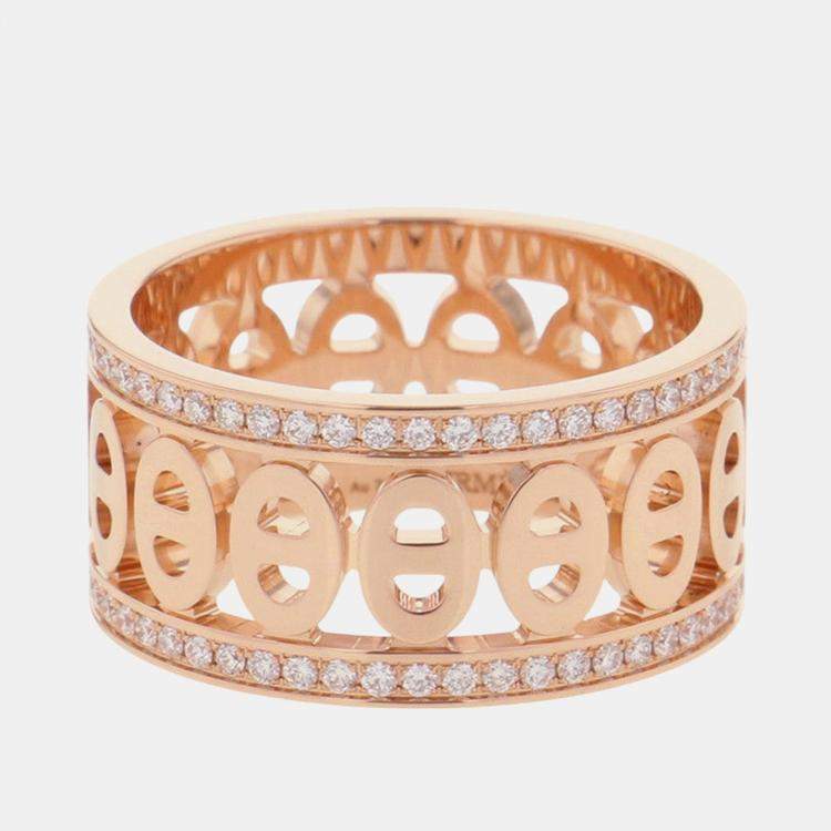 Pre Owned خاتم هيرمس شين دانكر ديفاين مقاس 51/#11 بي إم 00051 ذهب وردي عيار 18 قيراط