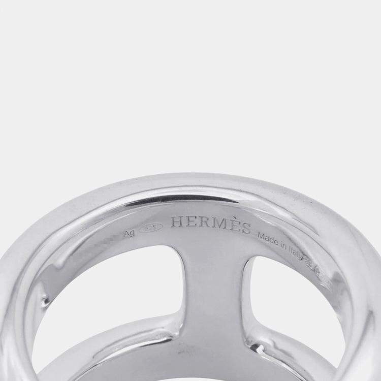 Pre Owned Hermes Osmoz Ring Size Gm EU 53 Silver 925