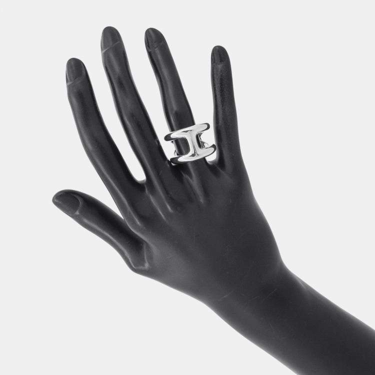 Pre Owned Hermes Osmoz Ring Size Gm EU 53 Silver 925
