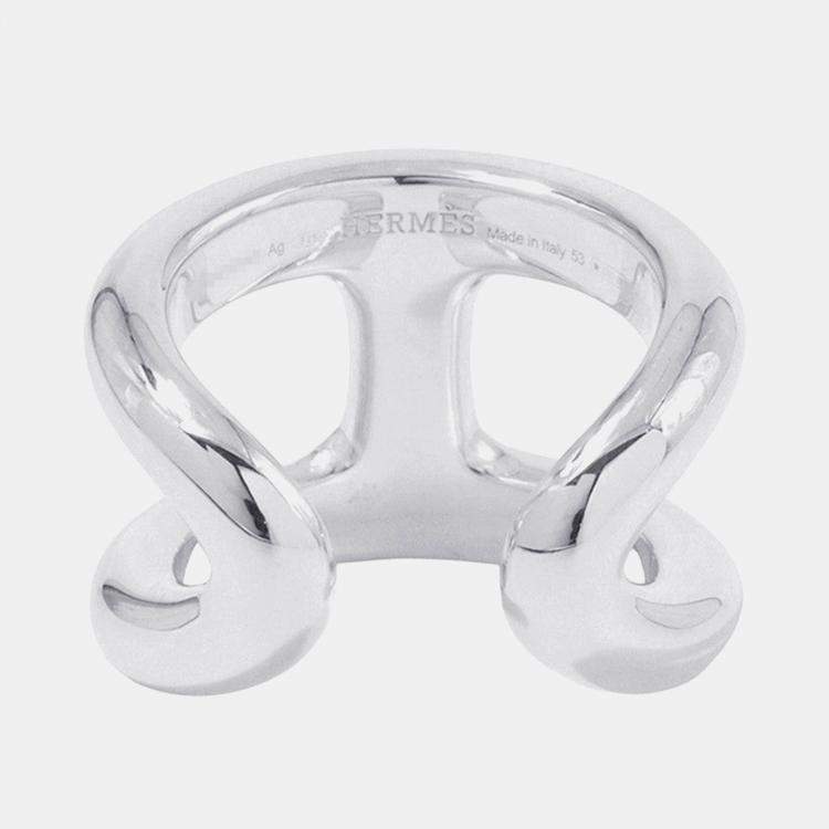 Pre Owned Hermes Osmoz Ring Size Gm EU 53 Silver 925