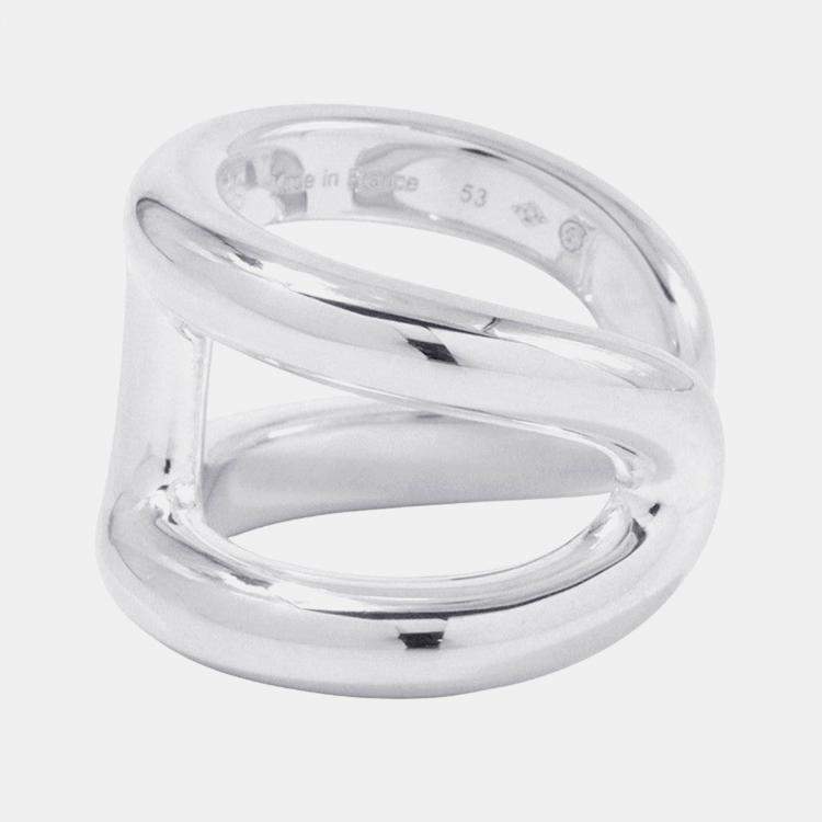 Pre Owned Hermes Osmoz Ring Size GM EU 53 Silver 925