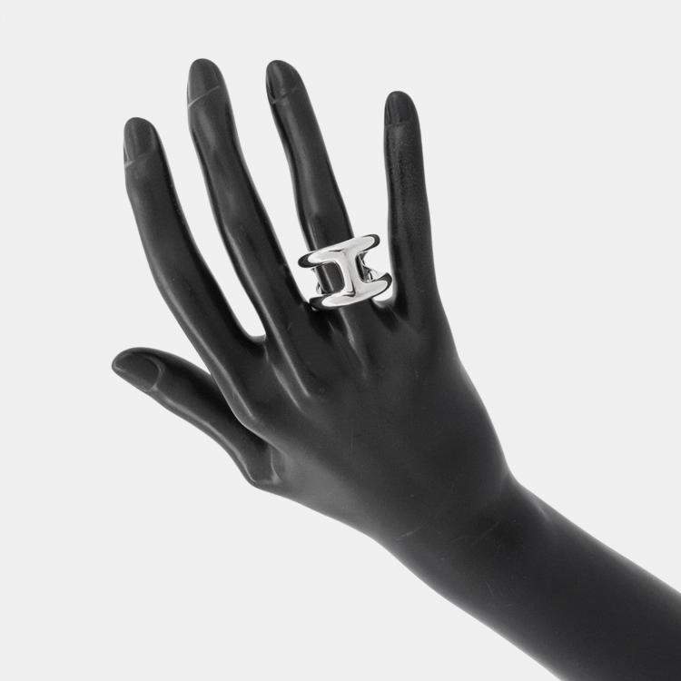 Pre Owned Hermes Osmoz Ring Size GM EU 53 Silver 925