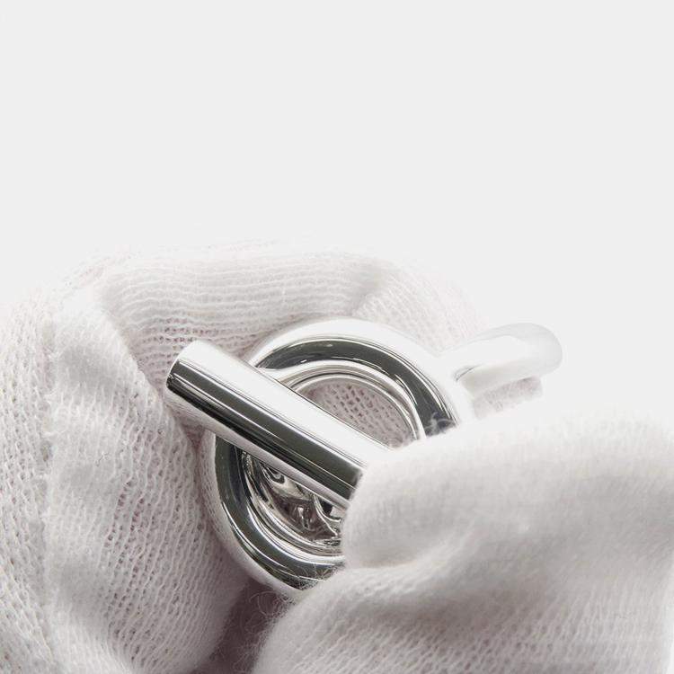 Pre Owned Hermes Croisette Silver 925 Ring Size GM EU 52