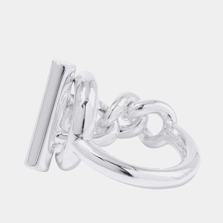 Pre Owned Hermes Croisette Silver 925 Ring Size GM EU 52