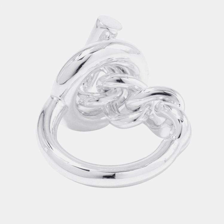 Pre Owned Hermes Croisette Silver 925 Ring Size GM EU 52