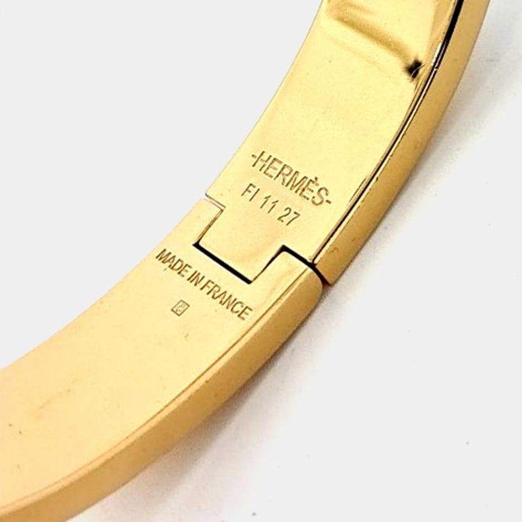 Pre Owned Hermes Clic H Gold Tone Bracelet 