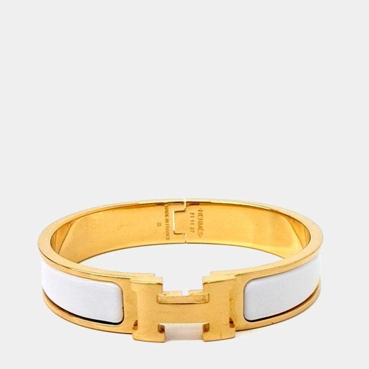 Pre Owned Hermes Clic H Gold Tone Bracelet 