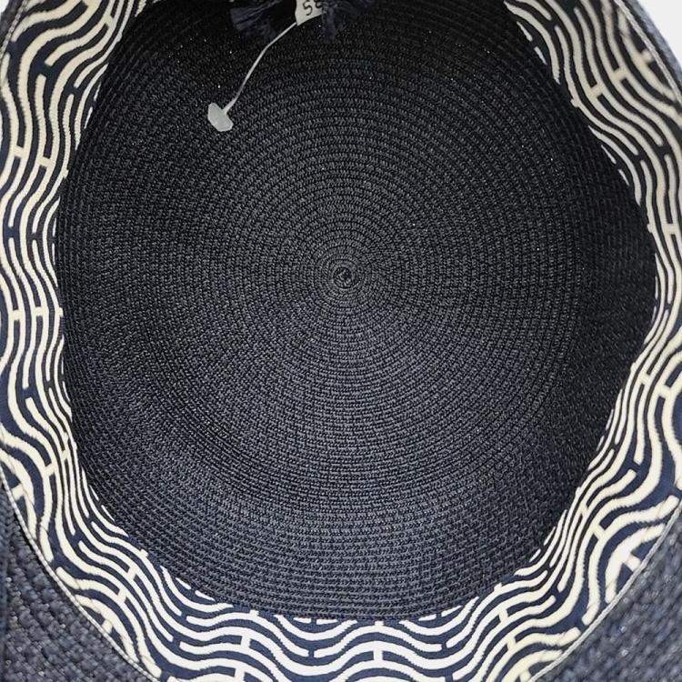 مملوكة مسبقًا Hermes Navy Blue Paper Polyester Hat