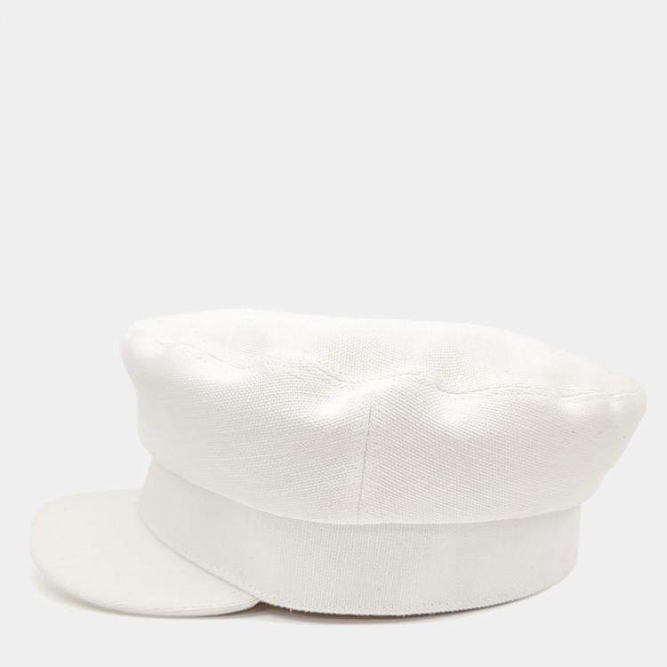 Pre Owned Hermes White Fabric Hunting Cap