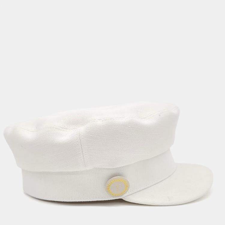 Pre Owned Hermes White Fabric Hunting Cap
