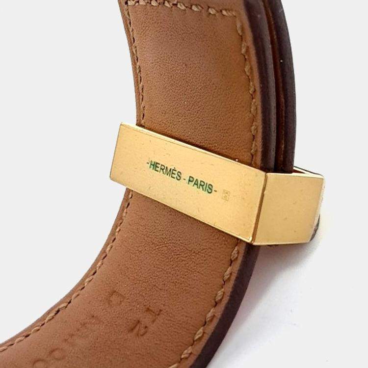 Pre Owned Hermes Orange Leather Medore Bracelet