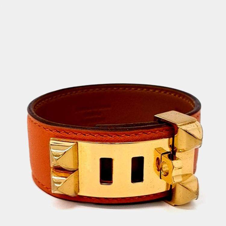 Pre Owned Hermes Orange Leather Medore Bracelet