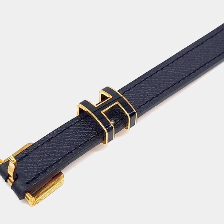 Pre Owned Hermes Black Leather Pop H  Belt