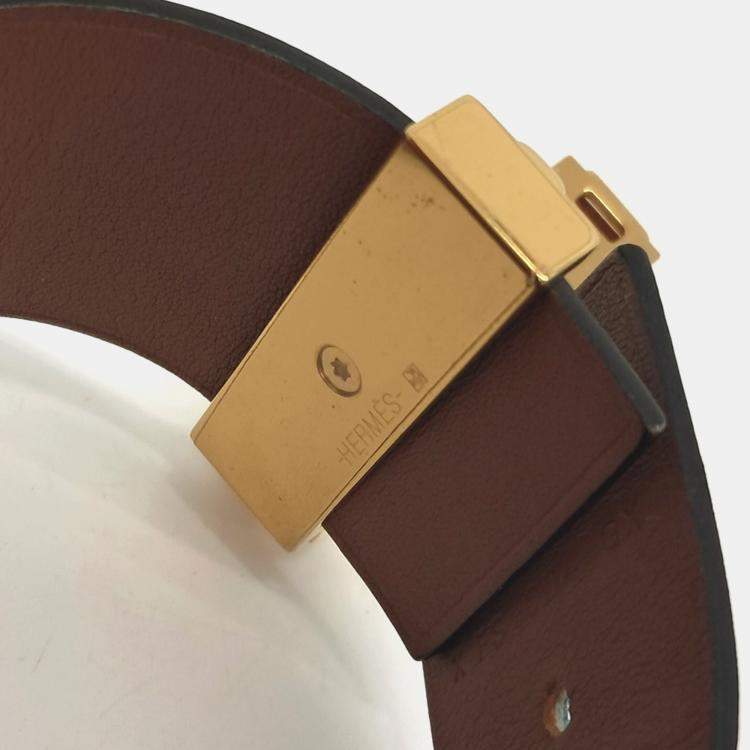 Pre Owned Hermes Green Leather Reversible Medore Bracelet