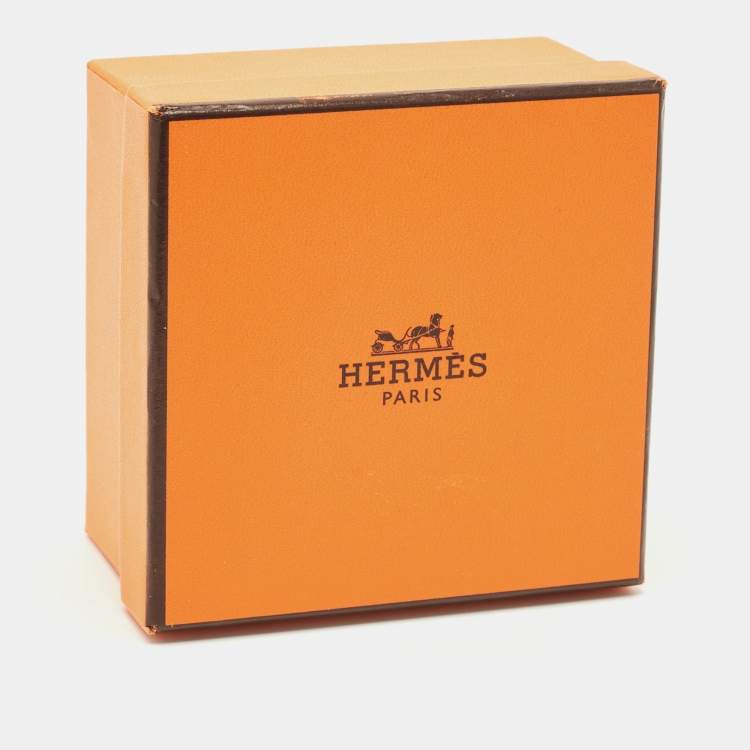 Pre Owned Hermes Clic H Black Enamel Gold Plated Bracelet