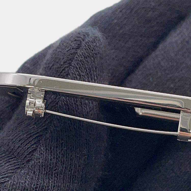 Pre Owned Hermes Chaine D'Ancre Brooch Orange Minyan Epsom Metal