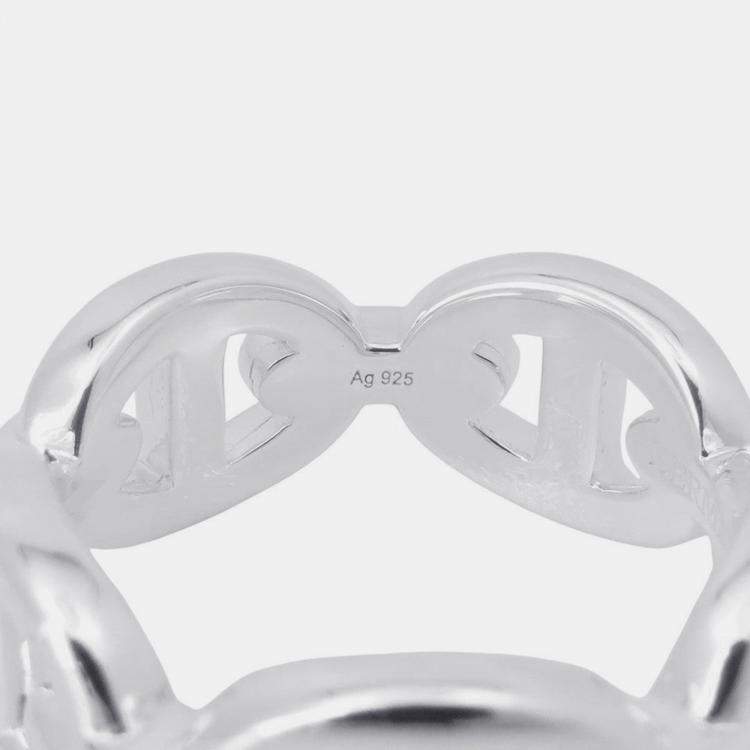 Pre Owned Hermes Chaine D'Ancre Anchene Ring Size Pm/49/#9 Sv925
