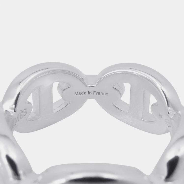 Pre Owned Hermes Chaine D'Ancre Anchene Ring Size Pm/49/#9 Sv925