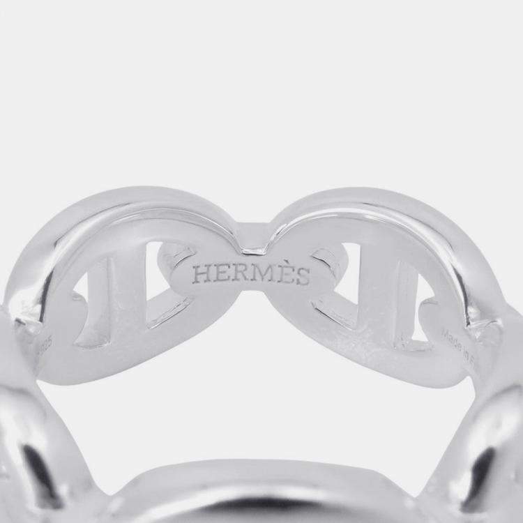 Pre Owned Hermes Chaine D'Ancre Anchene Ring Size Pm/49/#9 Sv925