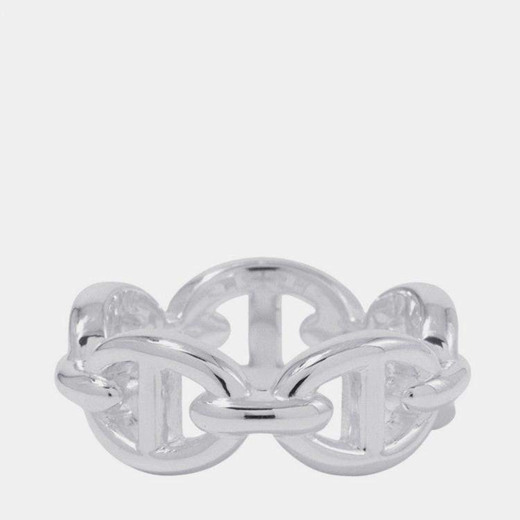 Pre Owned Hermes Chaine D'Ancre Anchene Ring Size Pm/49/#9 Sv925