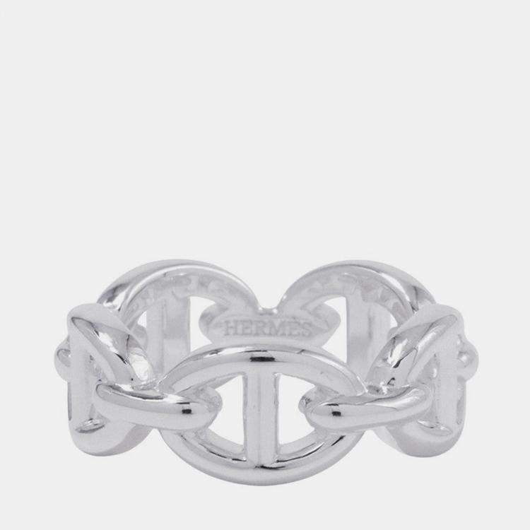 Pre Owned Hermes Chaine D'Ancre Anchene Ring Size Pm/49/#9 Sv925