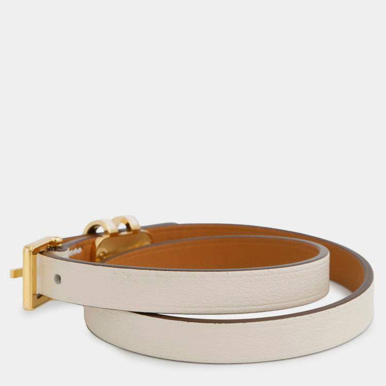 Pre Owned Hermes Pop H Double Tour Leather Bracelet Size T2 Nata Swift Leather