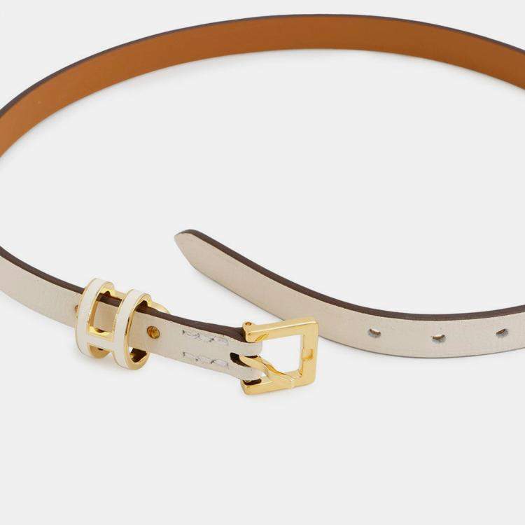 Pre Owned Hermes Pop H Double Tour Leather Bracelet Size T2 Nata Swift Leather