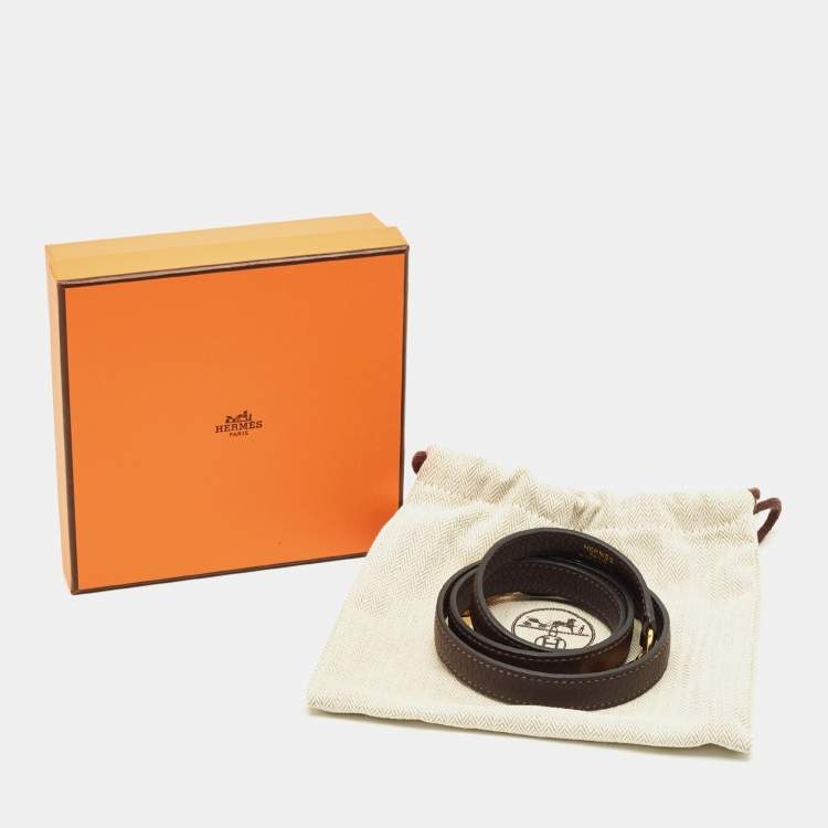 Pre Owned Hermes Bag Shoulder Strap Moka Clemence Leather