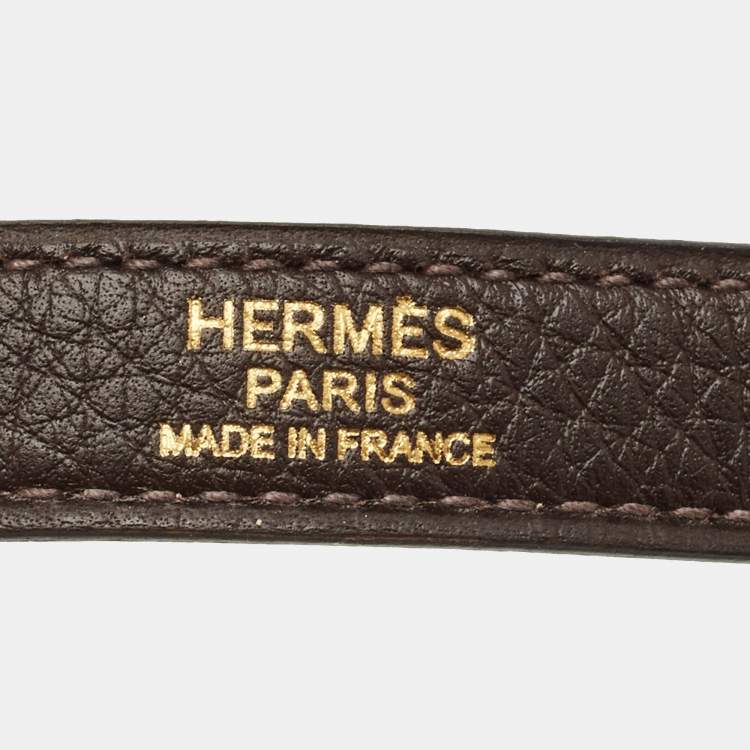 Pre Owned Hermes Bag Shoulder Strap Moka Clemence Leather