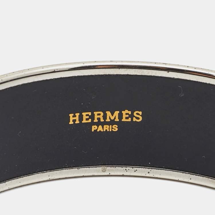 Pre Owned Hermes Enamel Palladium Plated Bangle Bracelet