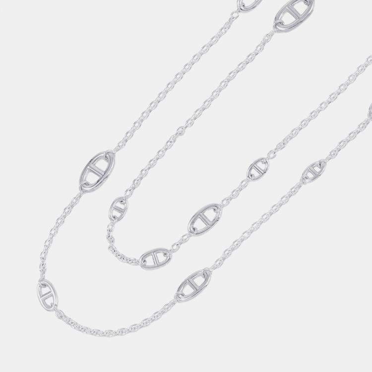 Pre Owned Hermes Chaine D'Ancre Sv925 Farandole Necklace Size 63" 