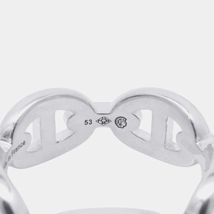 Pre Owned Hermes Chaine D'Ancre Anchene Ring Size Pm/53 Sv925