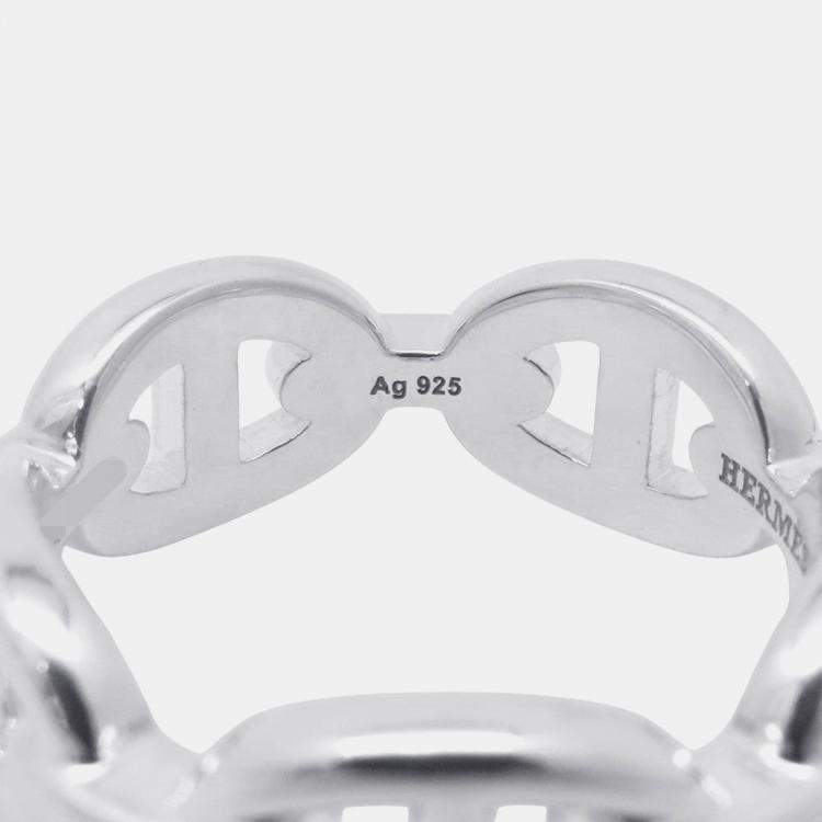 Pre Owned Hermes Chaine D'Ancre Anchene Ring Size Pm/53 Sv925