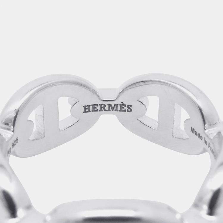 Pre Owned Hermes Chaine D'Ancre Anchene Ring Size Pm/53 Sv925