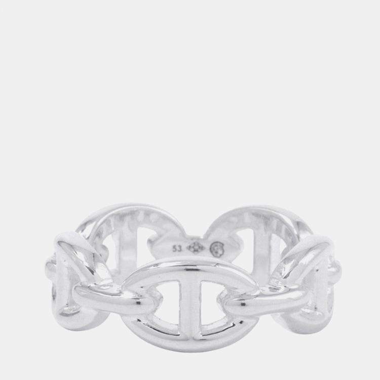 Pre Owned Hermes Chaine D'Ancre Anchene Ring Size Pm/53 Sv925
