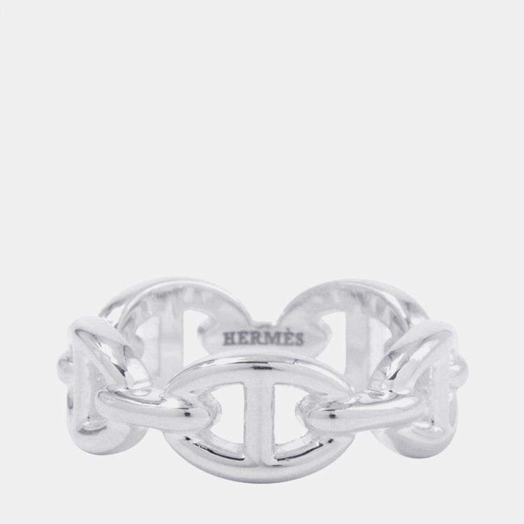 Pre Owned Hermes Chaine D'Ancre Anchene Ring Size Pm/53 Sv925