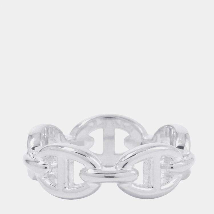 Pre Owned Hermes Chaine D'Ancre Anchene Ring Size Pm/53 Sv925