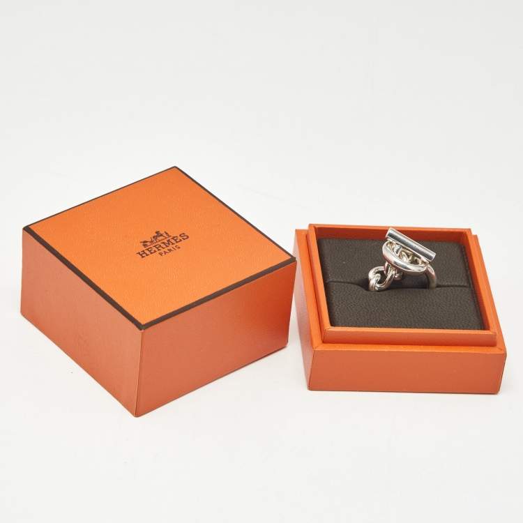 Pre Owned Hermès Croisette Sterling Silver Ring Size 55