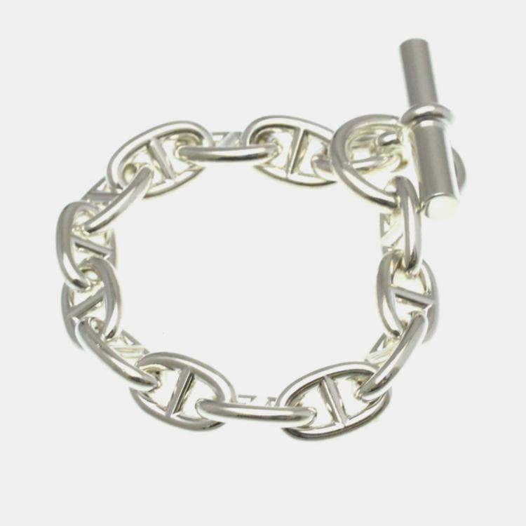 Pre Owned Hermes Chaine D'Ancre MM Silver 925 No Stone Link Bracelet Silver