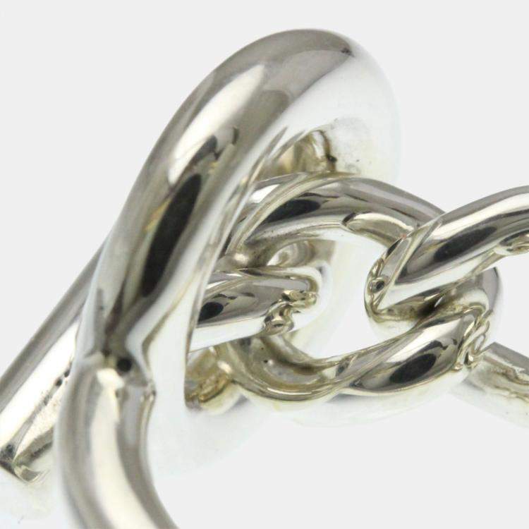 مملوكة مسبقًا Hermes Croisette Ring GM Silver Fashion No Stone Band Ring Silver