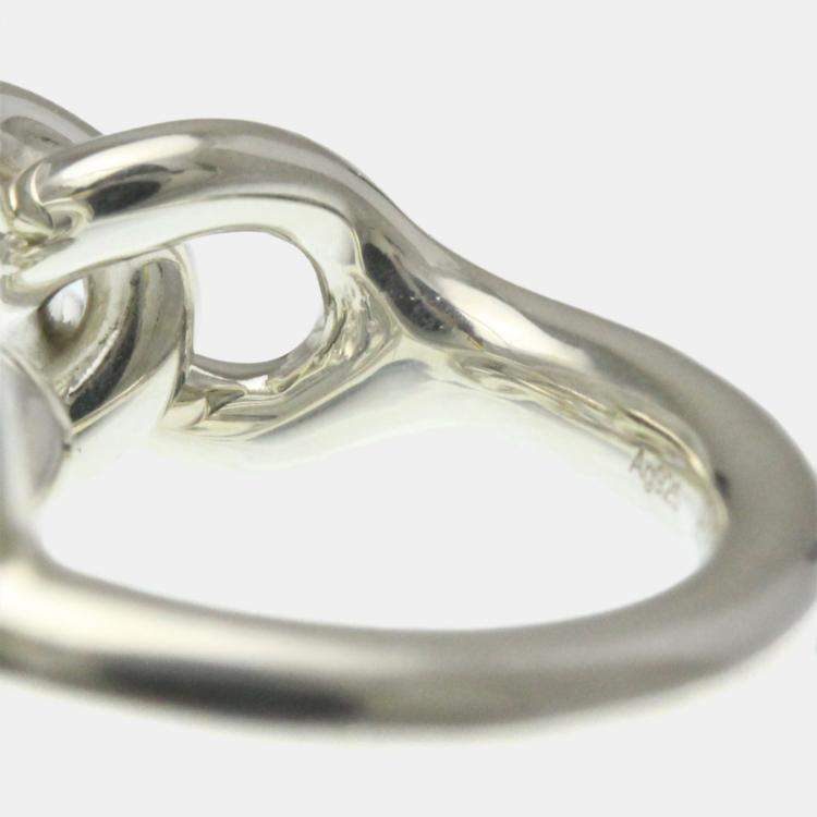 مملوكة مسبقًا Hermes Croisette Ring GM Silver Fashion No Stone Band Ring Silver