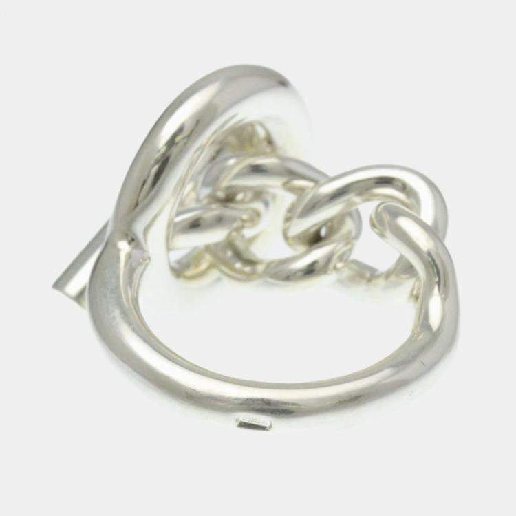 مملوكة مسبقًا Hermes Croisette Ring GM Silver Fashion No Stone Band Ring Silver