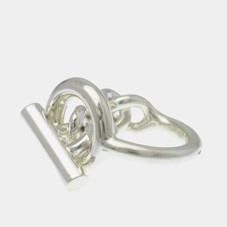 مملوكة مسبقًا Hermes Croisette Ring GM Silver Fashion No Stone Band Ring Silver