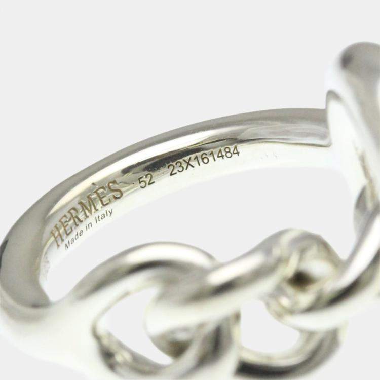 مملوكة مسبقًا Hermes Croisette Ring GM Silver Fashion No Stone Band Ring Silver
