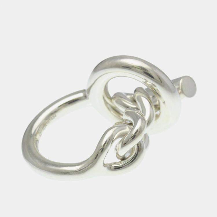 مملوكة مسبقًا Hermes Croisette Ring GM Silver Fashion No Stone Band Ring Silver