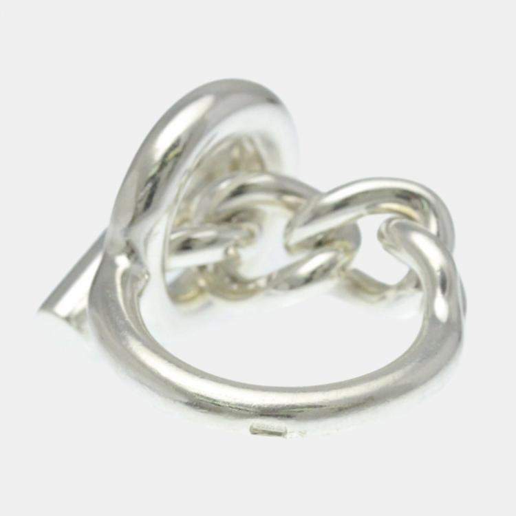 Pre Owned Hermes Croisette Ring Silver 925 Fashion No Stone Band Ring Silver