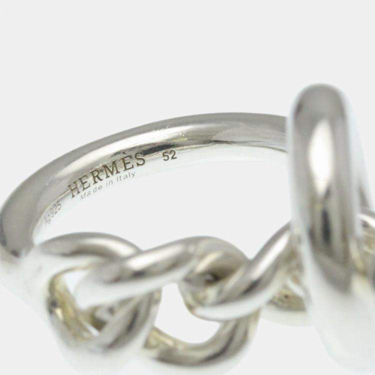 Pre Owned Hermes Croisette Ring Silver 925 Fashion No Stone Band Ring Silver