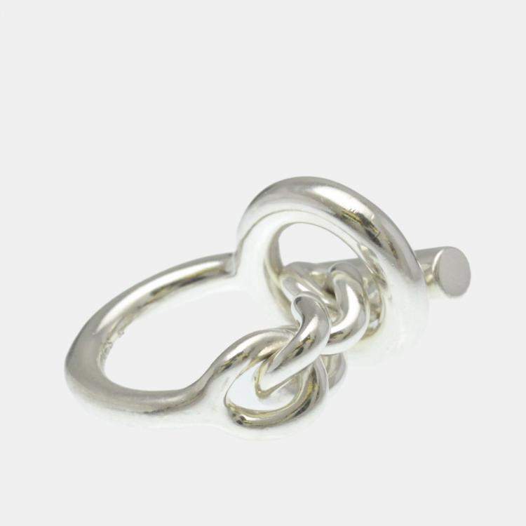 Pre Owned Hermes Croisette Ring Silver 925 Fashion No Stone Band Ring Silver